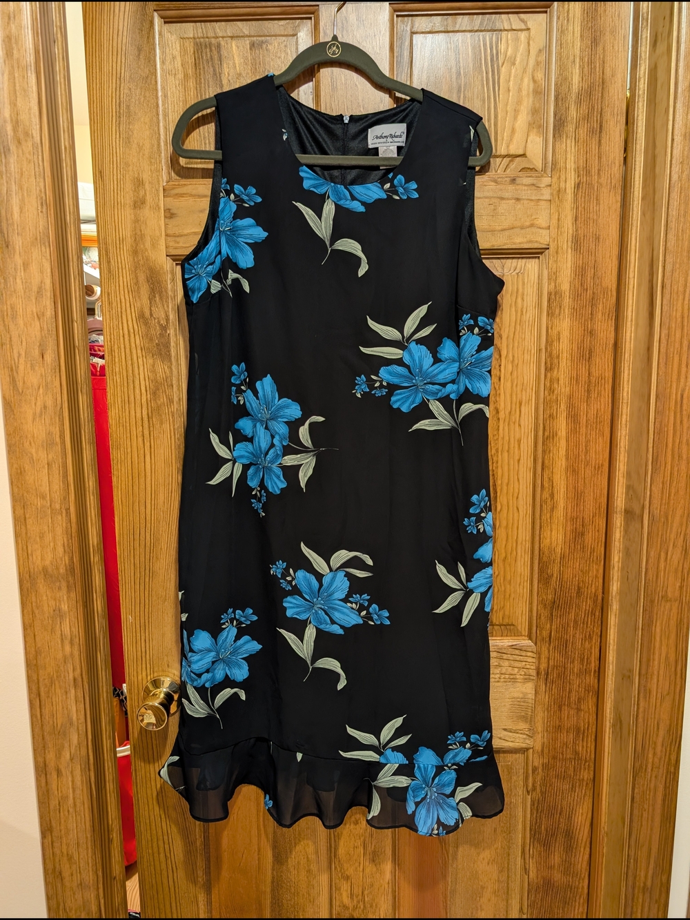 Anthony Richards  Black Midi Dress with Blue Floral Accents